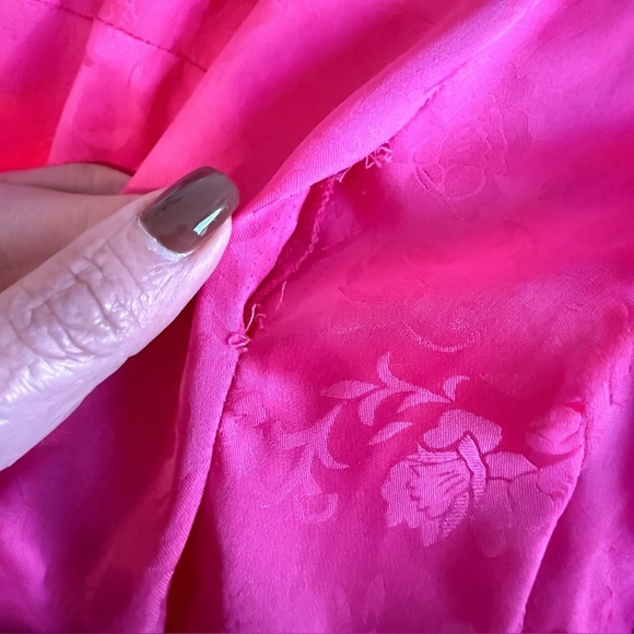 🌷Ronny Kobo Hot Pink Floral Jacquard Draped Mini Dress Turtleneck Long Sleeve M - Picture 13 of 13